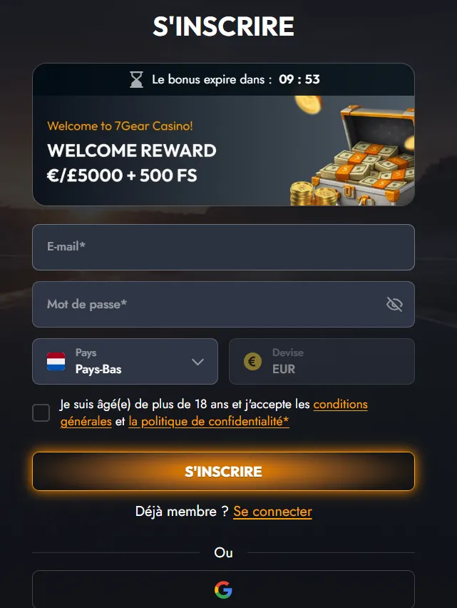 7Gear Casino Inscrivez-vous